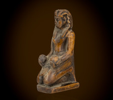 Ancient Egyptian Pharaoh Statue Rare Antique Seated King Stone Artifact Figure picture