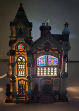 Vintage Lemax Coventry Cove Trinity Church Christmas Village Lighted Chapel picture