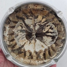 Vintage Art Deco Butterfly Wing Aluminum Ashtray 4.5 inch Silver MCM Oddities picture