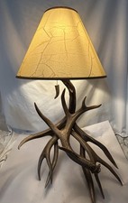 Large Handmade Real Whitetail Mule Deer Antler Shed Table Lamp Cabin Lodge picture