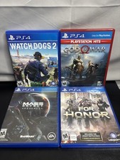 PS4 Gaming Bundle of 4 Games Action Shooter FPS Watch Dogs 2 God of War Mass eff picture