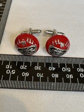 Japanese Red Daruma Doll Lucky Fuku Kanji Good Fortune Men's Cufflinks picture