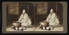 Japanese woman with tea set, Japan Old Historic Photo picture