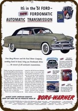1951 FORD CUSTOM Car & Borg Warner Vintage-Look DECORATIVE REPLICA METAL SIGN picture