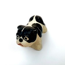 Antique Primitive Chalkware Folk Art French Bulldog Figurine Early Americana picture