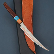 Handmade Copper Damascus Fillet Knife Best For Hunting Fishing Knife With Sheath picture