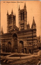 1909 Lincoln Cathedral West Front England Photochrom Postcard picture
