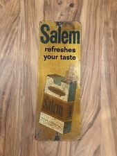 Vtg Salem Cigarettes Tin Litho Advertising Sign Refreshes Your Taste Tobacco picture