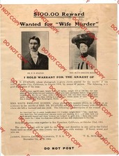 WOW 1904 Dr FN Staples Wanted Poster Wife Murder Poison Amador City California picture