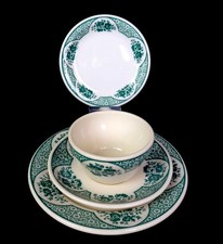 Syracuse China Old Ivory Wakefield 4Piece Bouillon Cup & Saucer & 2 Plates 1927 picture