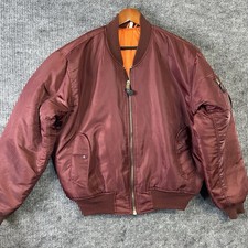 Vintage Flyers Bomber Jacket Men’s Large Burgundy MA-1 Intermediate Reversible picture