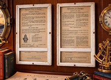 Authentic 1940s-50s Passenger Line Ship Safety At Sea Placards Matched Pair  picture