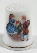 Vintage 1984 Avon Christmas Collectible Thimble Gold Trim picture