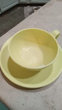 7 Vintage  Yellow Speckle Spatter  Dailyware  Melmac Melamine Cup Saucer Set  picture
