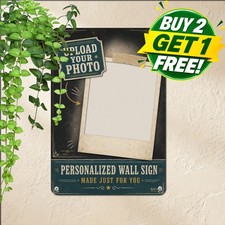 Custom Photo Upload Tin Sign Mounted Family Picture Metal Wall Decor Plaque picture