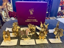 11 Vintage 23kt Gold-Electroplated ЗDChristmas OrnamentDanbury Mint Co picture