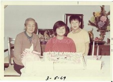 FOUND FAMILY PHOTO 60's Color  Original CAKE Snapshot VINTAGE 14 2 picture