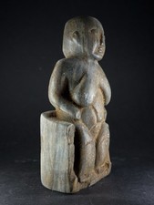ANCIENT PRE COLUMBIAN STONE CARVED SEATED FIGURE MEXICO CIRCA 900-1500 AD picture