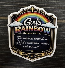 God’s Rainbow Genesis 9:12-17 Christian Vinyl Sticker Bible Covenant 3” Die Cut picture