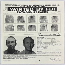 Vintage Wanted Poster, 1972, Raymond Lee Parks, Kidnapping, ADW, Intent to Rape picture