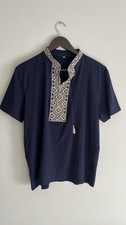 Ukrainian Vyshyvanka Men's navy blue t shirt M Geometric Embroidery picture