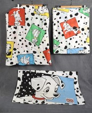 Vtg Disney 101 Dalmatians Twin Sheet Set Flat Fitted Pillowcase 90s Kids Retro picture