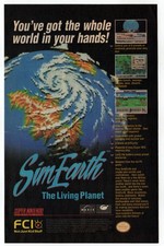 1993 SimEarth Vintage Original PRINT AD | FCI Video Game, Super Nintendo Planet picture