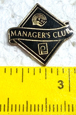 MANAGER'S CLUB Vintage Black & Gold-Tone Diamond-Shaped Lapel Tack Pin picture