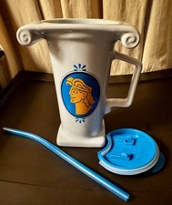 NEW Disneyland Hercules Herculade Column Ceramic Mug Cup w/ Lid + Straw 14oz NWT picture