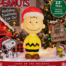 Gemmy Peanuts Charlie Brown Santa Christmas Blow Mold 22” Lighted NEW 2026 picture