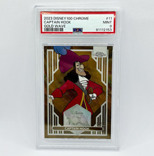 2023 Topps Disney100 Chrome Captain Hook #11 Gold Wave /50 PSA 9 picture