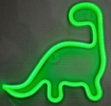 Dinosaur Neon style Sign Led Light Wall Decoration Room Decor Super Cute Green picture