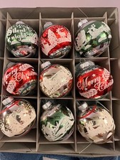 Christmas ornaments Radko Shiny Brite set of 9 glass flocked vintage designs CH8 picture