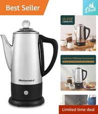 Automatic 12-Cup Coffee Percolator with Clear Brew Knob & Easy Cord-Free Serving picture