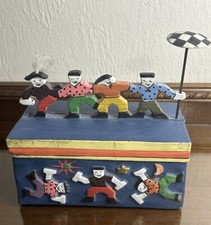 Vintage Carved Storage Box with Cossack Dancer figurines Folk Art Hand carved picture