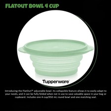 Tupperware Flat Out Flatout Bowl & Liquid Tight Seal 4 Cups Mint Green New picture