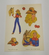 Vintage 1983 Barbie Mattel Apple Scratch & Sniff Sticker Sheet Scented 1983 picture