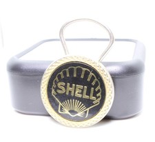 Vintage Shell Oil Gas Station Key Fob Keychain 1960s Gold Tone Petroliana Sign picture