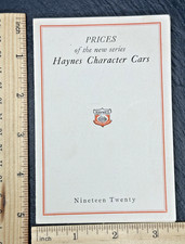 1920 HAYNES CHARACTER CARS PRICE SHEET BROCHURE - AMERICA'S FIRST CAR FP392 picture