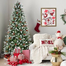 4/5/6/7/7.5/8/9FT Christmas Tree w/Berries & Cones,Holiday Decorations, Pre-Lit picture