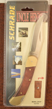 SCHRADE UNCLE HENRY SMOOTH WOOD JUMBO LOCKBACK KNIFE LB7 W/SHEATH HANG PACKAGE picture