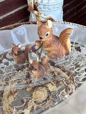 Vintage Norcress Japan Ceramic Squirrel Chain Family Figurine Miniatures picture