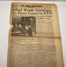V-E Day WWII May 9 1945 Stars And Stripes Newspaper Peace Comes To ETO picture