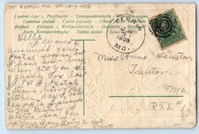 1908 Best Wishes Heart Red Flowers Perrin MO DPO (1873-1953) Antique Postcard picture