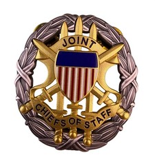 US Joint Chiefs Of Staff Gold Tone Metal Dress Badge Identification Clipback picture