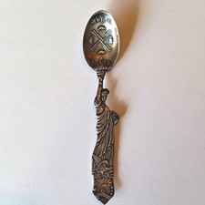 Antique 1891 Shiebler Sterling Silver Statue of Liberty Souvenir Spoon Patina picture
