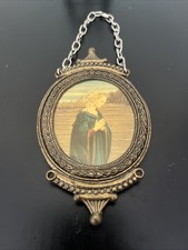 Vtg Italy Small Mini Metal Oval Frame Mary Victorian Style Ornate 2.5”x4” ~READ~ picture