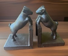 Pair Of Cast Iron Goat Bookends Rustic Farmhouse Country Decor Heavy  7x5x4 picture