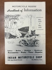 ORIGINAL 1939-1940 Motorcycle Riders' Handbook of Information Indian Dealer picture
