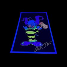 Vintage Y2K 2000 Evil Clown Beecop Fuzzy Flocked 23”x35” Blacklight Poster USA picture